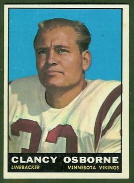 Clancy Osborne Clancy Osborne 1961 Topps football card 1961 Vikings Pinterest