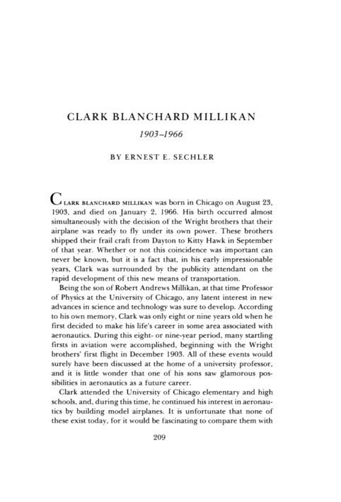 Clark Blanchard Millikan Clark Blanchard Millikan Memorial Tributes National Academy of