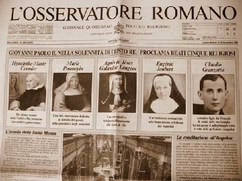 Claudio Granzotto featured in the L'Osservatore Romano, a daily newspaper of Vatican City State, together with four other people