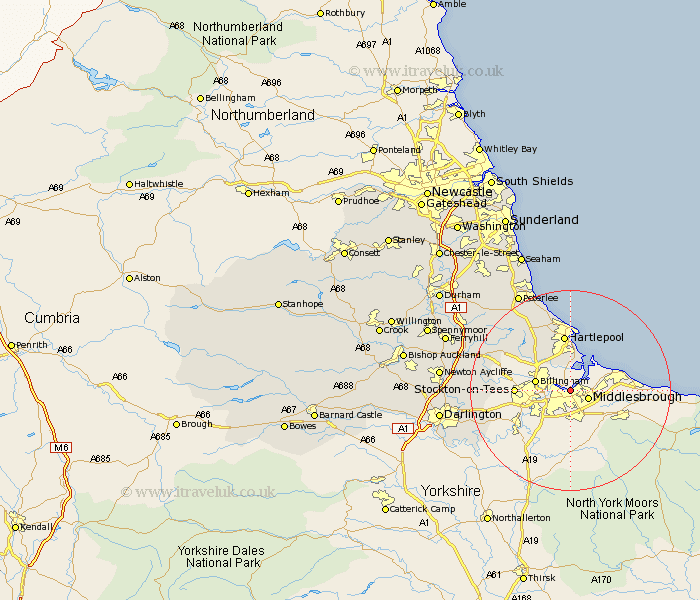 Cleveland, England Cleveland Port Map Street and Road Maps of Durham England UK