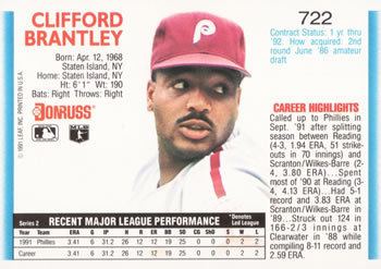 Cliff Brantley 1992 Donruss Baseball Gallery The Trading Card Database