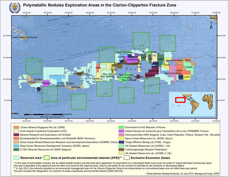 Clipperton Fracture Zone MAP Exploration Areas in the ClarionClipperton Fracture Zone