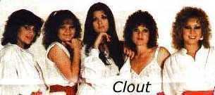 Cindy Alter, Ingrid "Ingi" Herbst, Glenda Hyam, Jenni Garson, and Sandy Robbie of Clout band wearing a white top