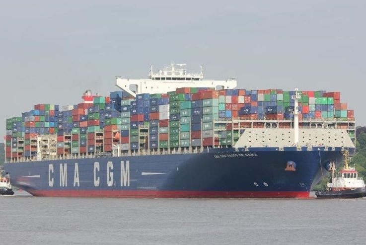 CMA CGM Vasco de Gama Mega container ship CMA CGM Vasco de Gama grounded off Southampton