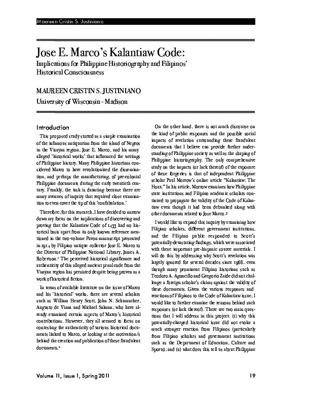 Article about Jose E. Marco's Kalintiaw code