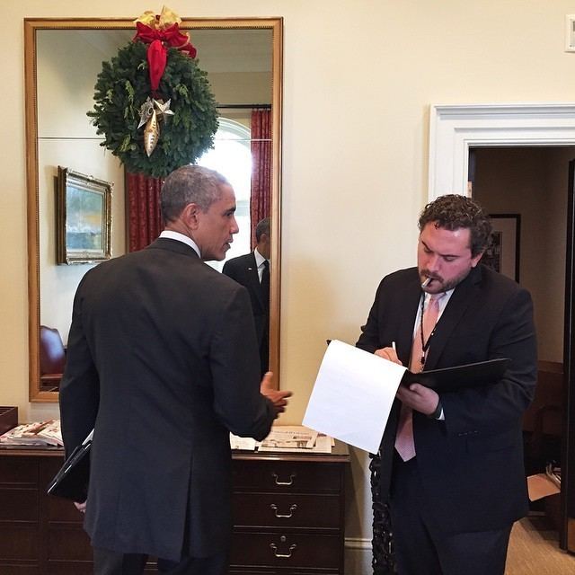 Cody Keenan President Obama talks with speechwriter Cody Keenan