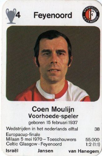 Coen Moulijn FEYENOORD Coen Moulijn 4 1970 Dutch European Cup Card RARE