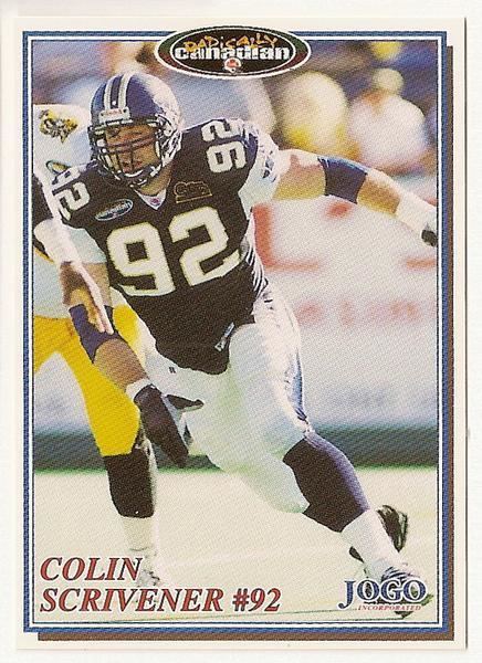 Colin Scrivener Colin Scrivener CFL card 1997 Jogo 156 Winnipeg Blue Bombers Oregon