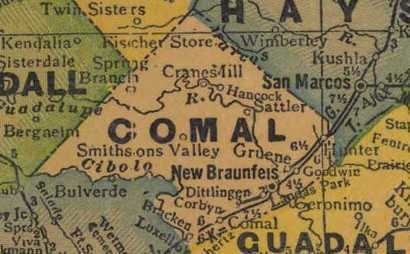 Comal County, Texas wwwtexasescapescomMapGLOComalCountyTexas1940jpg