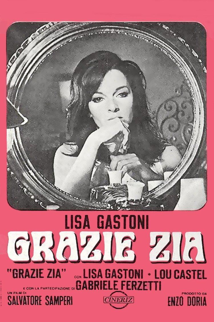 A poster of the 1968 film "Come Play with Me" starring Lisa Gastoni as Grazia in front of a mirror