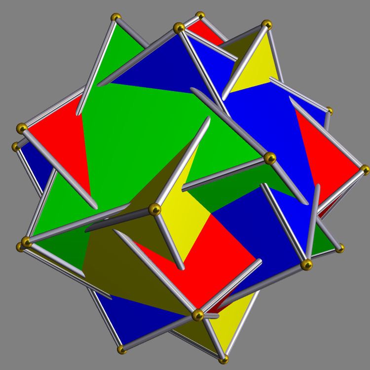 Compound of four triangular prisms