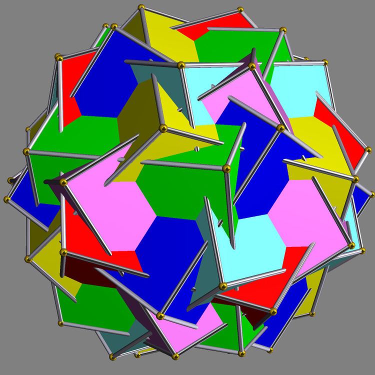 Compound of six pentagonal prisms