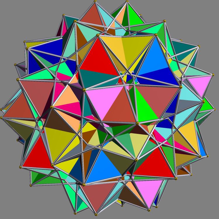 Compound of twenty triangular prisms