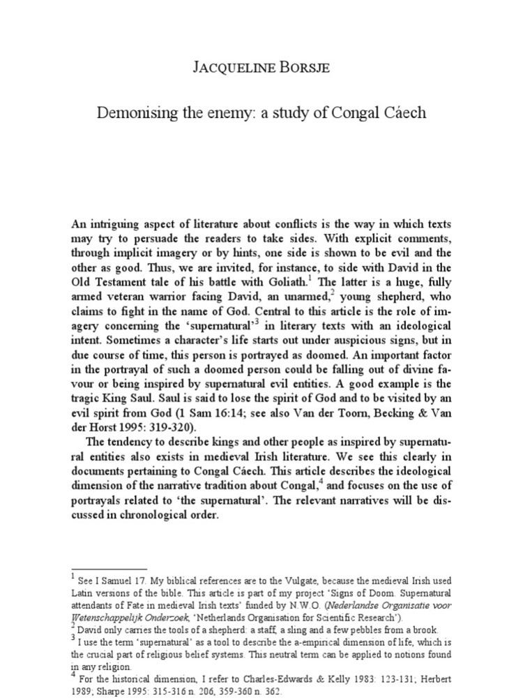 Congal Cáech Demonising the enemy a study of Congal Cech Religion And Belief