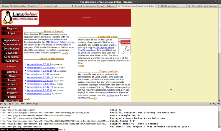 Conkeror The Babbage Files Conkeror browsing the web emacsstyle