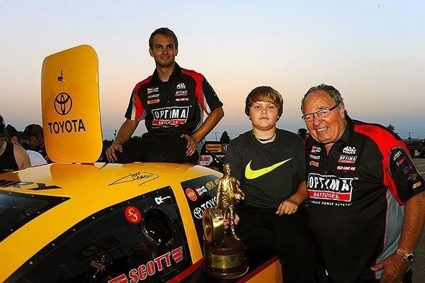 Connie Kalitta Corey and Colin Kalitta celebrate in Chicago winners circle with