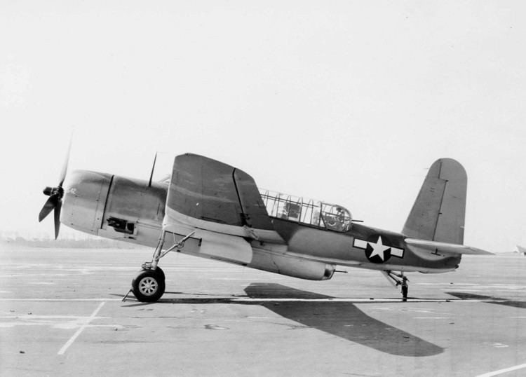 The U.S. Navy Vought XTBU-1 prototype (BuNo 2542), in 1943-44. The aircraft later became known as the TBY Sea Wolf.