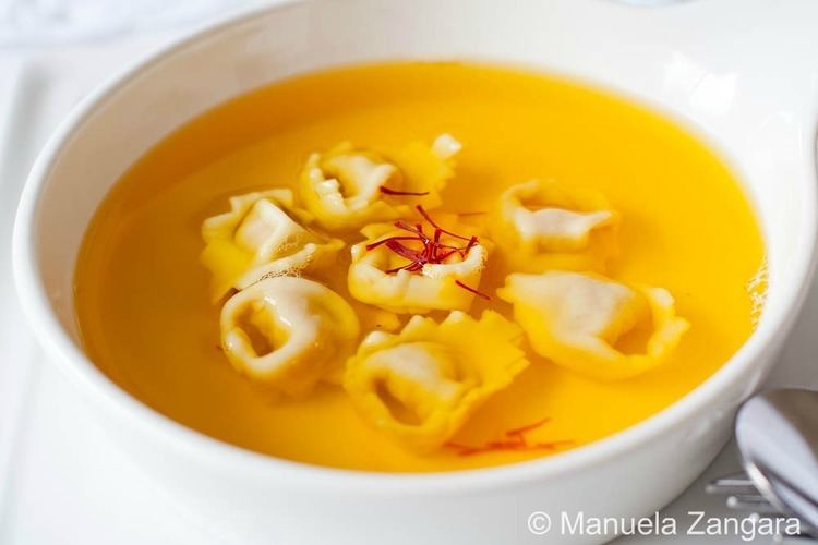Consommé Chicken and Saffron Consomm with Tortellini
