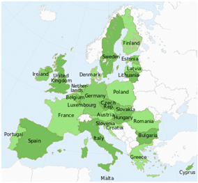 Map showing the Member state of the European Union