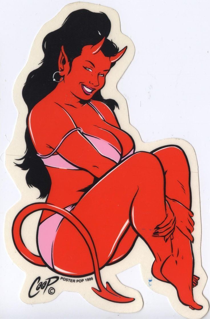 Coop (artist) Coop Bikini Devil Girl Sticker Sticker by Artist Coop