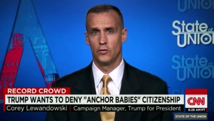 Corey Lewandowski Donald Trump39s campaign manager 400000 39anchor babies