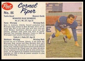 Cornel Piper Cornel Piper 1962 Post CFL 86 Vintage Football Card Gallery