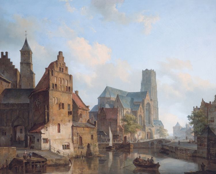 Cornelis Springer FileDelftse Vaart and the St Laurens church in Rotterdam