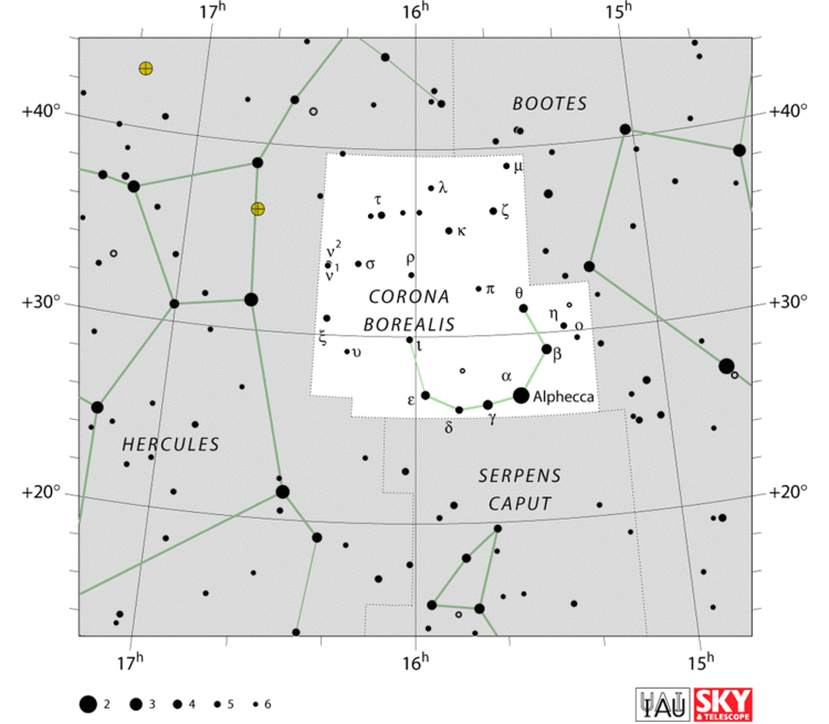 Corona Borealis Corona Borealis Facts Myth Star Map Major Stars Deep Sky