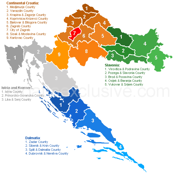 Counties of Croatia Croatian Counties Counties in Croatia Map of Croatian Counties