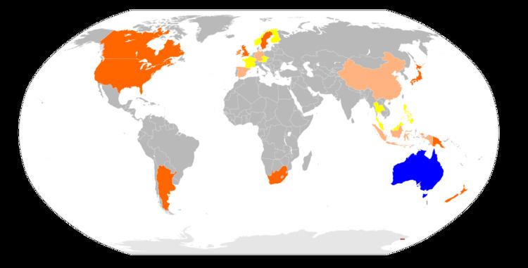 Countries playing Australian rules football