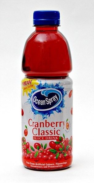 Cranberry juice A glass of cranberry juice is packed with more sugar than cola