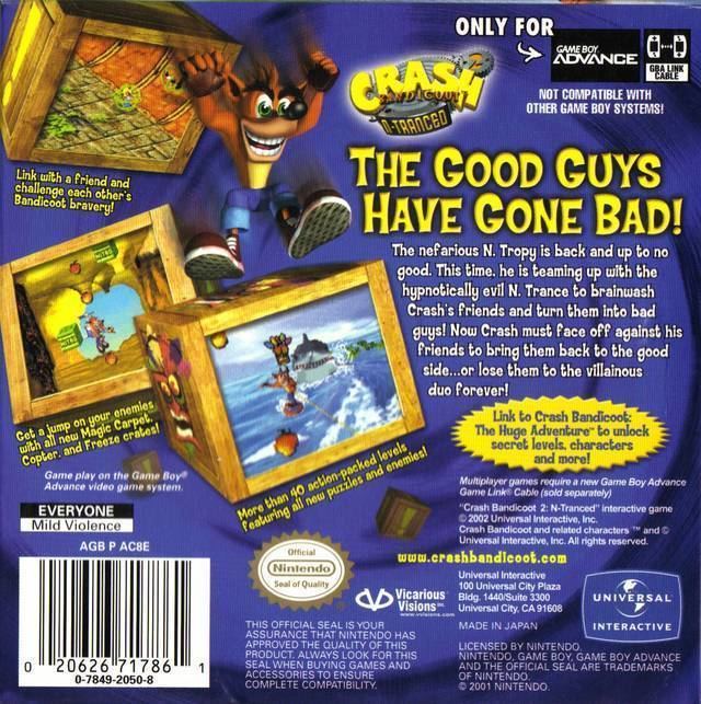 Crash Bandicoot 2: N-Tranced Crash Bandicoot 2 NTranced Box Shot for Game Boy Advance GameFAQs