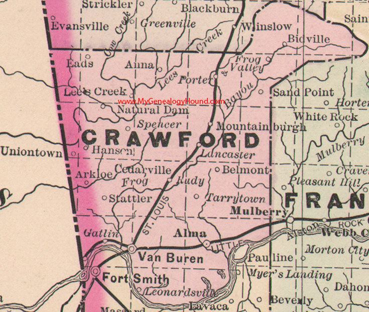 Crawford County, Arkansas wwwmygenealogyhoundcommapsarkansasmapsarcra
