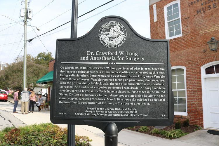 Marker Monday: Dr. Crawford W. Long and Anesthesia for Surgery â Georgia  Historical Society