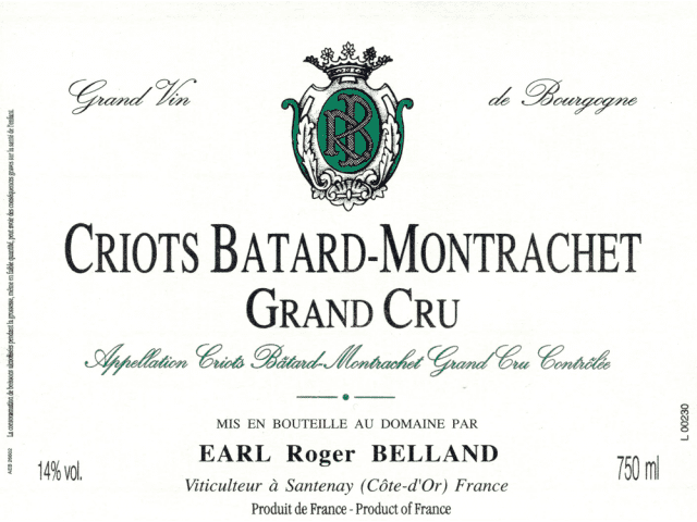 Criots-Bâtard-Montrachet Domaine Roger Belland CriotsBtardMontrachet blanc CriotsBtard