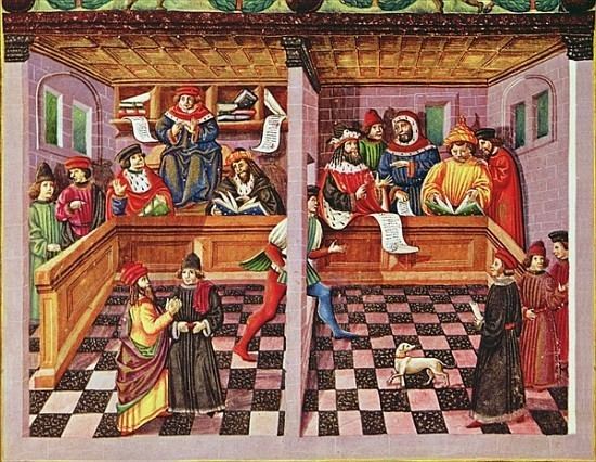Cristoforo de Predis Ms Lat 209 fol8v Tribunal of the Scien attributed to