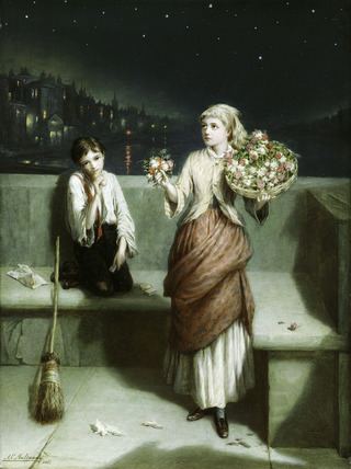 Crossing sweeper A London Crossing Sweeper and Flower Girl 1884 by Augustus E