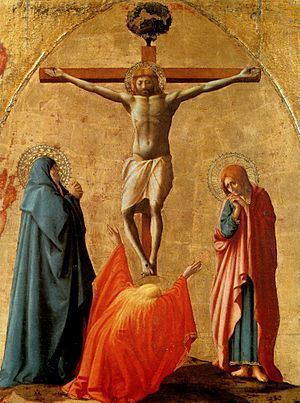 Crucifixion (Masaccio) httpsuploadwikimediaorgwikipediacommonsthu