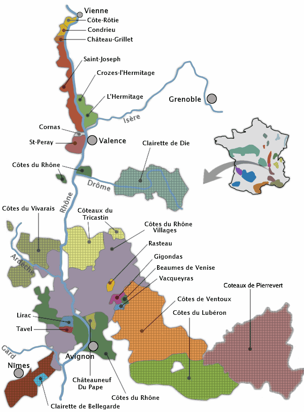 Côtes du Rhône AOC Le vignoble de la valle du