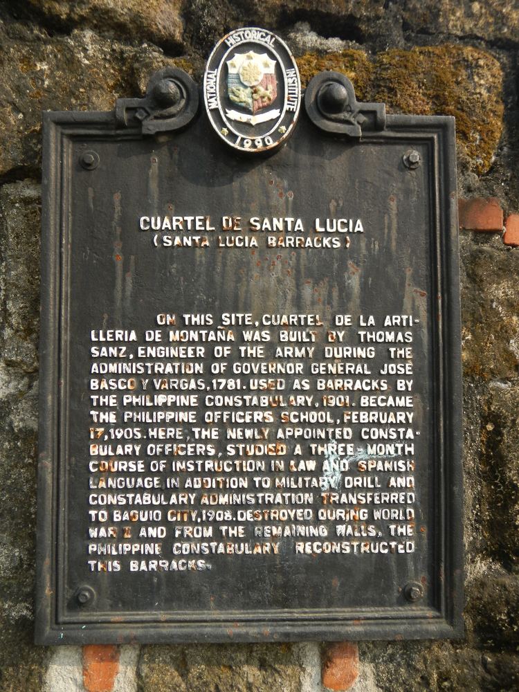 Cuartel de Santa Lucia FileSanta Lucia Barracks historical marker in Intramuros Manila