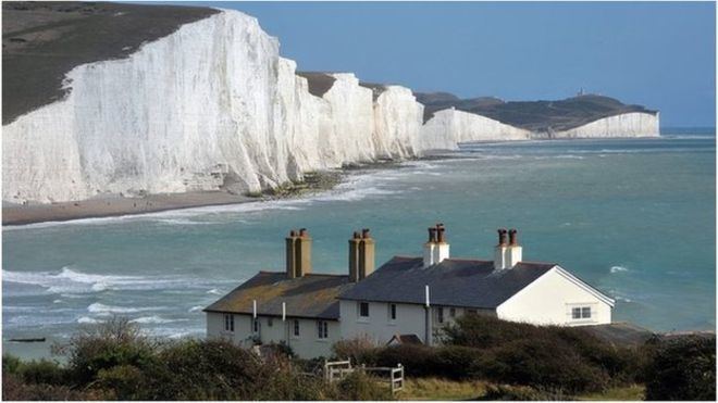 Cuckmere Haven Boulders protect Cuckmere Haven cottages from sea BBC News