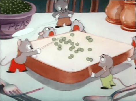 Cue Ball Cat movie scenes The next scene then focuses on a pool scene with a mice organizing a group of peas and arranging them to make it triangular leaving one pea as the cue ball 