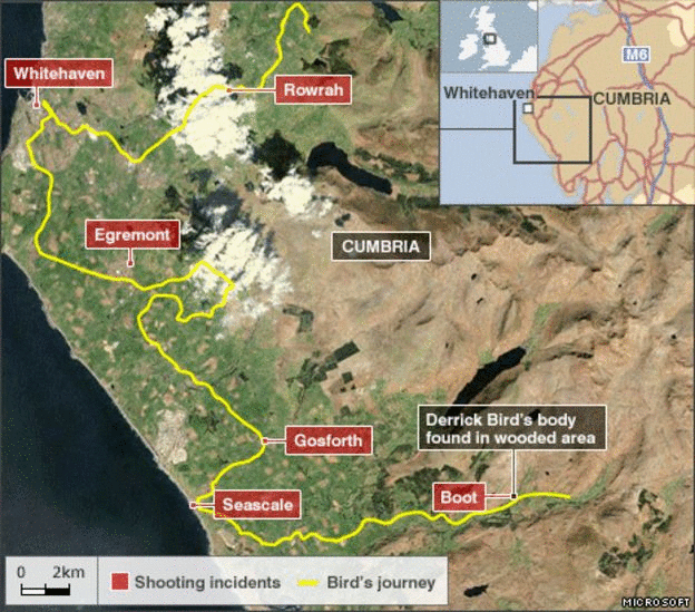 Cumbria shootings Cumbria shootings Timeline of Derrick Birds rampage BBC News