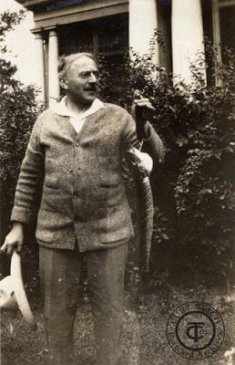 Curt Teich looking pleased with his catch of the day out of Bluff Lake, circa 1933. (Teich Family Papers CTPA)