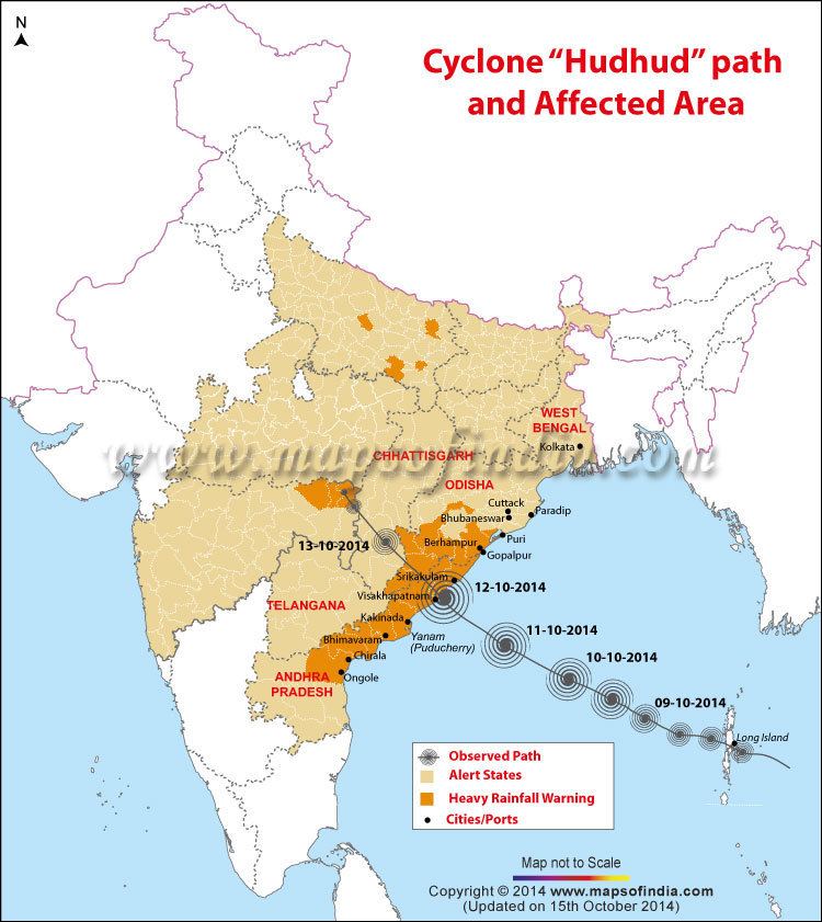 Cyclone Hudhud Cyclone Hudhud Information Path Affected Area Map Map in News