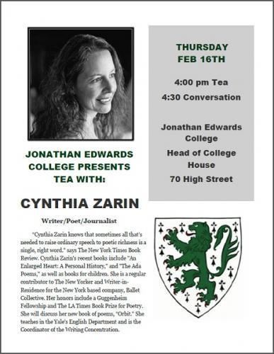 Cynthia Zarin Related Event Jonathan Edwards College Presents Tea with Cynthia