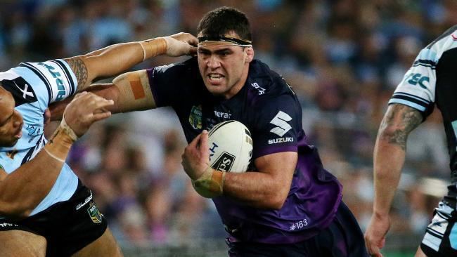 Dale Finucane NRL Melbourne Storm lock Dale Finucane chased by Tigers and Knights