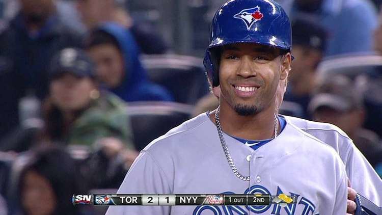 Dalton Pompey Dalton Pompey gets first MLB hit receives congratulations