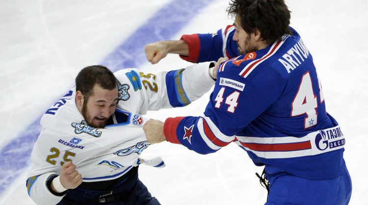 Damir Ryspayev Preseason madness KHL enforcer Ryspayev takes on whole team on