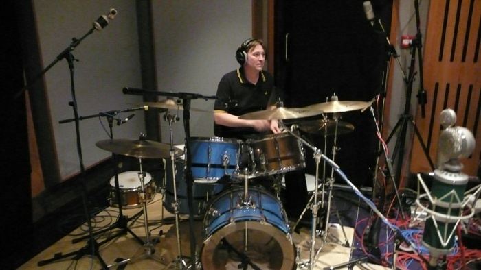 Damon Reece Damon Reece recording drums in Massive Attacks studio during the